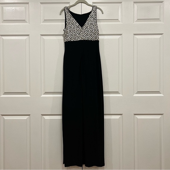 LAUREN RALPH LAUREN EVENING Sequin Bodice Ruched Maxi Gown Womens Size 10 - Picture 2 of 11